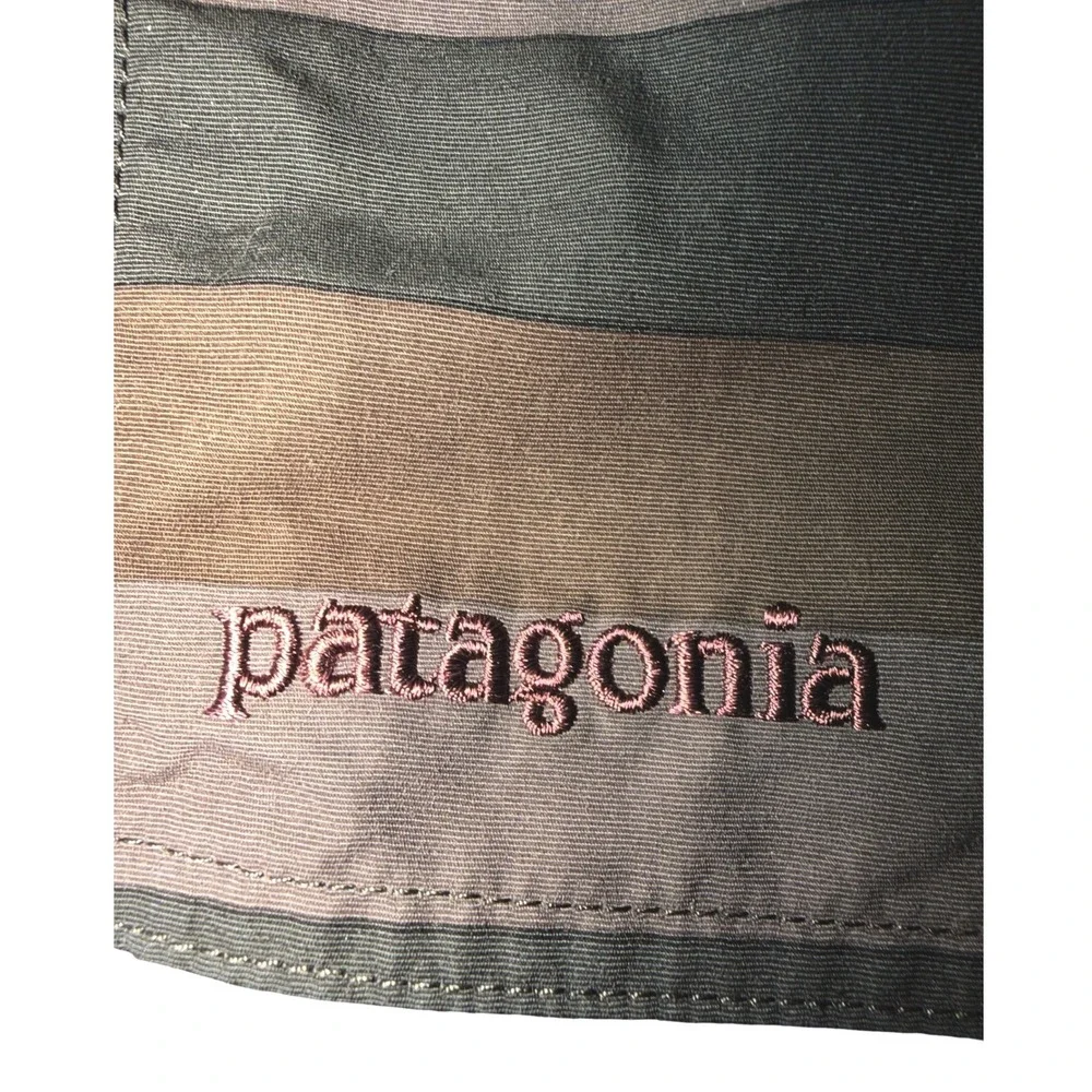 Patagonia Board Shorts Mens 34 Black Grey Striped Swim Trunks Surf Zipper Pocket